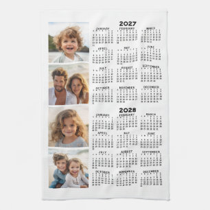 2027 2028 Kalender met 4 foto collage Theedoek