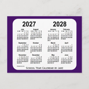2027-2028 Paarse schoolagenda van Janz Briefkaart