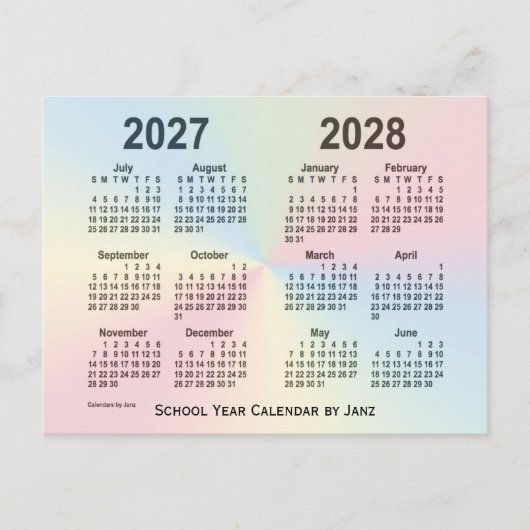 2027-2028 Rainbow Cloud School Agenda van Janz Briefkaart (Voorkant)