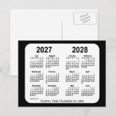 2027-2028 Schoolkalender voor zwart-wit door Janz Briefkaart (Voorkant / Achterkant)