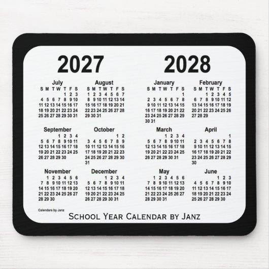 2027-2028 Schoolkalender voor zwart-wit door Janz Muismat (Voorkant)