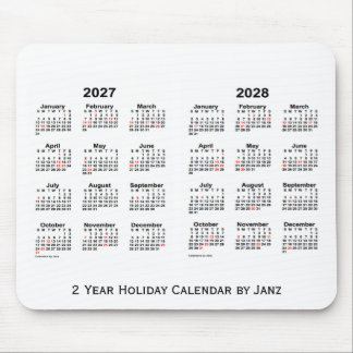 2027-2028 White 2 Year Holiday Calendar door Janz Muismat