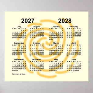 2027-2028 Zonnige Dagen Schooljaar Kalender door J Poster