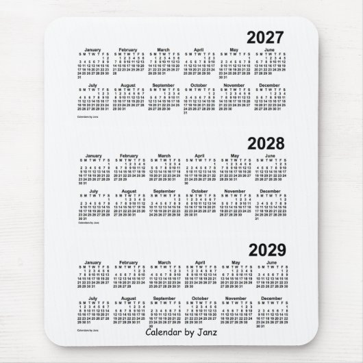 2027-2029 Witte agenda van 3 jaar van Janz Muismat (Voorkant)