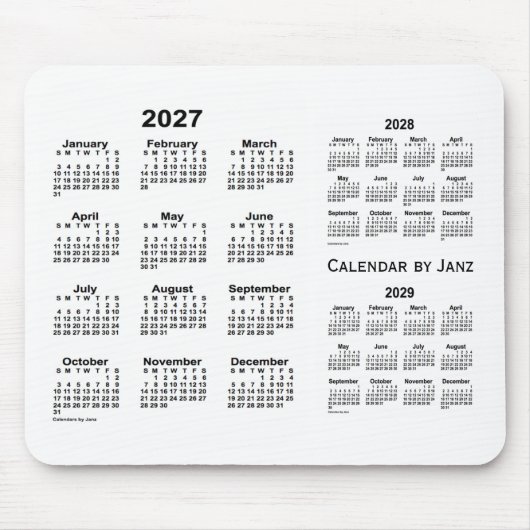 2027-2029 Witte agenda van 3 jaar van Janz Muismat (Voorkant)