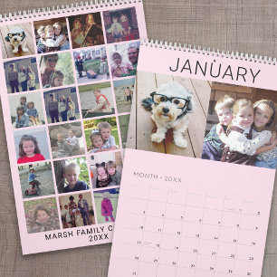 2027 - 24 Foto - Roze Blush - Moderne Familie Kalender