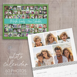 2027 - 60 Foto's Aangepaste Moderne Gezinsgroene T Kalender