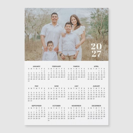 2027 Aangepaste Foto Magnetische Kalender (Voorkant)