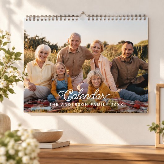 2027 Aangepaste gezelfoto moderne script jaar Kalender