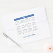 2027 Aangepaste tekst onderaan Maandkalender Vierkante Sticker (Envelop)