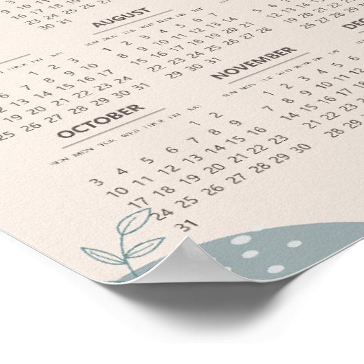 2027 Abstracte Vorm Boho Esthetiek Beige Kalender Poster (Hoek)