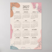 2027 Abstracte Vorm Boho Esthetiek Beige Kalender Poster (Voorkant)