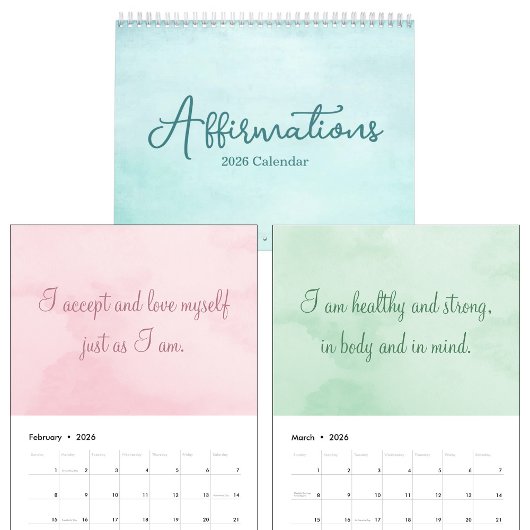 2027 Affirmatie Quotes Inspirerende Waterverf Kalender