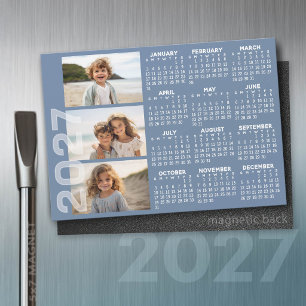 2027 Agenda - 3 Foto's Basis Blau Minimaal Magneet