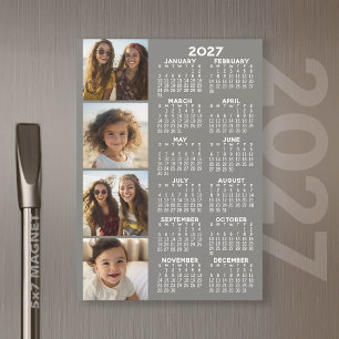 2027 Agenda 4 Foto Collage Magnetische Kaart - Gri