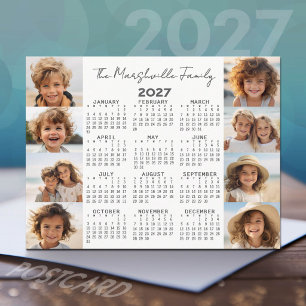 2027 Agenda - 8 Foto's - Donkergrijs en Wit Feestdagenkaart