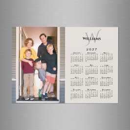 2027 Agenda Aangepaste Foto Monogram Beige Magneet