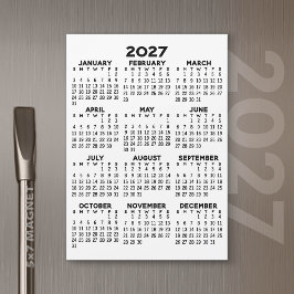 2027 Agenda - Basis Minimalistische Magnetische Ka Uitnodiging