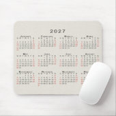 2027 Agenda Beige Nepcanvas Textuur Muismat (Met muis)