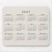 2027 Agenda Beige Nepcanvas Textuur Muismat (Voorkant)