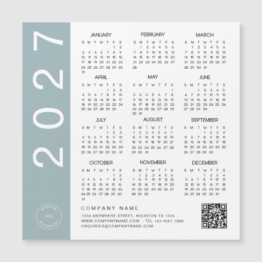 2027 Agenda Blauwe Rand QR-code Bedrijfslogo (Voorkant)