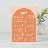 2027 Agenda - boho mod arch retro koraal Feestdagenkaart (Staand voorkant)