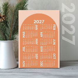2027 Agenda - boho mod arch retro koraal Feestdagenkaart