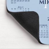 2027 Agenda Chic Monogram Naam Lichtblauw Muismat (Hoek)