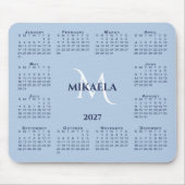 2027 Agenda Chic Monogram Naam Lichtblauw Muismat (Voorkant)