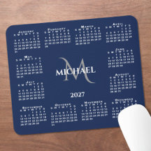 2027 Agenda Chic Monogram Naam op Navy Blauwe acht