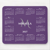 2027 Agenda Chic Monogram Naam op Paars Muismat (Voorkant)