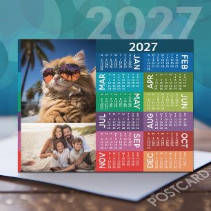 2027 Agenda - Fotocollage Kleurrijke Achtergrond Briefkaart