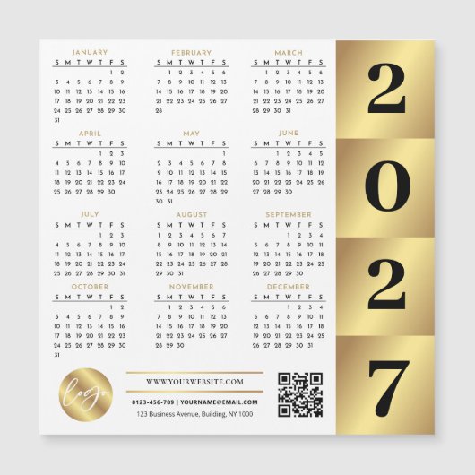 2027 Agenda Goud Zakelijk Logo QR Code Marketing (Voorkant)