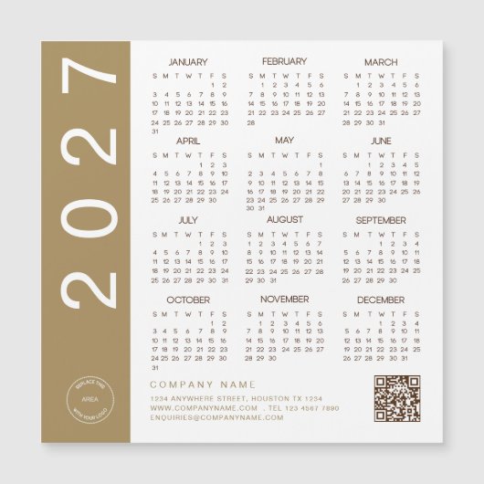 2027 Agenda Gouden Tekst QR Code Bedrijfslogo (Voorkant)