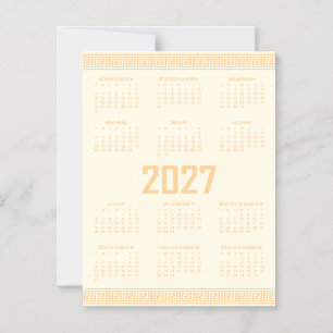 2027 Agenda, Griekse Fret, Beige op Cosmic Latte Magnetische Uitnodiging