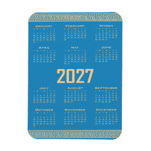 2027 Agenda, Griekse Fret, Beige op Kosmos Blauw Magneet