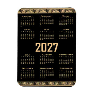 2027 Agenda, Griekse Fret, Beige op Zwart Magneet