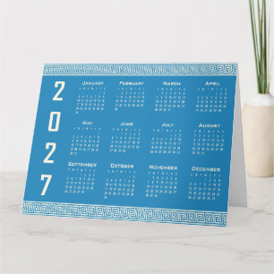 2027 Agenda, Griekse Fret, Blauw, Cosmic Latte Kaart