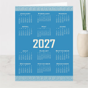 2027 Agenda, Griekse Fret, Cosmic Latte op Blauw Kaart