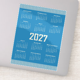 2027 Agenda, Griekse Fret, Cosmic Latte op Blauw Sticker