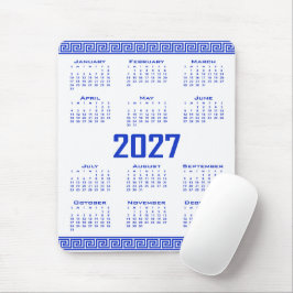 2027 Agenda, Griekse Fret, Grieks Blauw op Wit Muismat