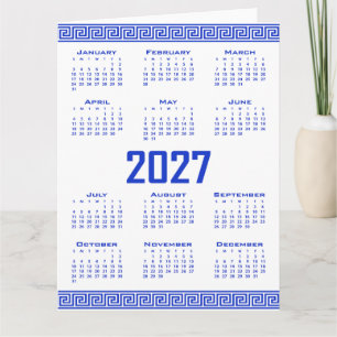 2027 Agenda, Griekse Fret, Griekse Blauw op Wit Kaart