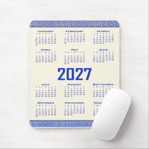 2027 Agenda, Griekse Fret, Griekse Blauwe Cosmic L Muismat