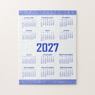 2027 Agenda, Griekse Fret, Griekse Blauwe op Witte Legpuzzel