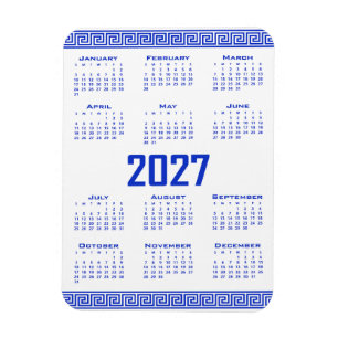 2027 Agenda, Griekse Fret, Griekse Blauwe op Witte Magneet