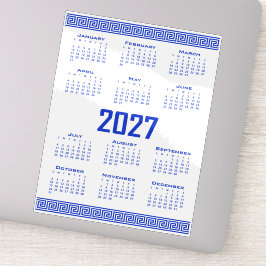 2027 Agenda, Griekse Fret, Griekse Blauwe op Witte Sticker