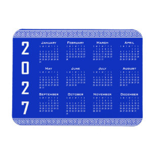 2027 Agenda, Griekse Fret, Wit op Grieks Blauw Magneet