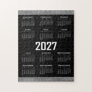 2027 Agenda, Griekse Fret, Wit op Zwart Legpuzzel