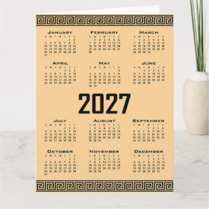 2027 Agenda, Griekse Fret, Zwart op Beige Kaart
