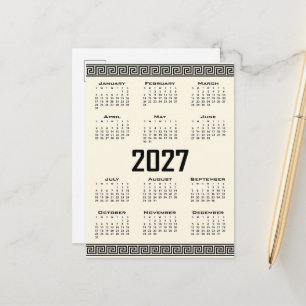 2027 Agenda, Griekse Fret, Zwart op Cosmic Latte Briefkaart